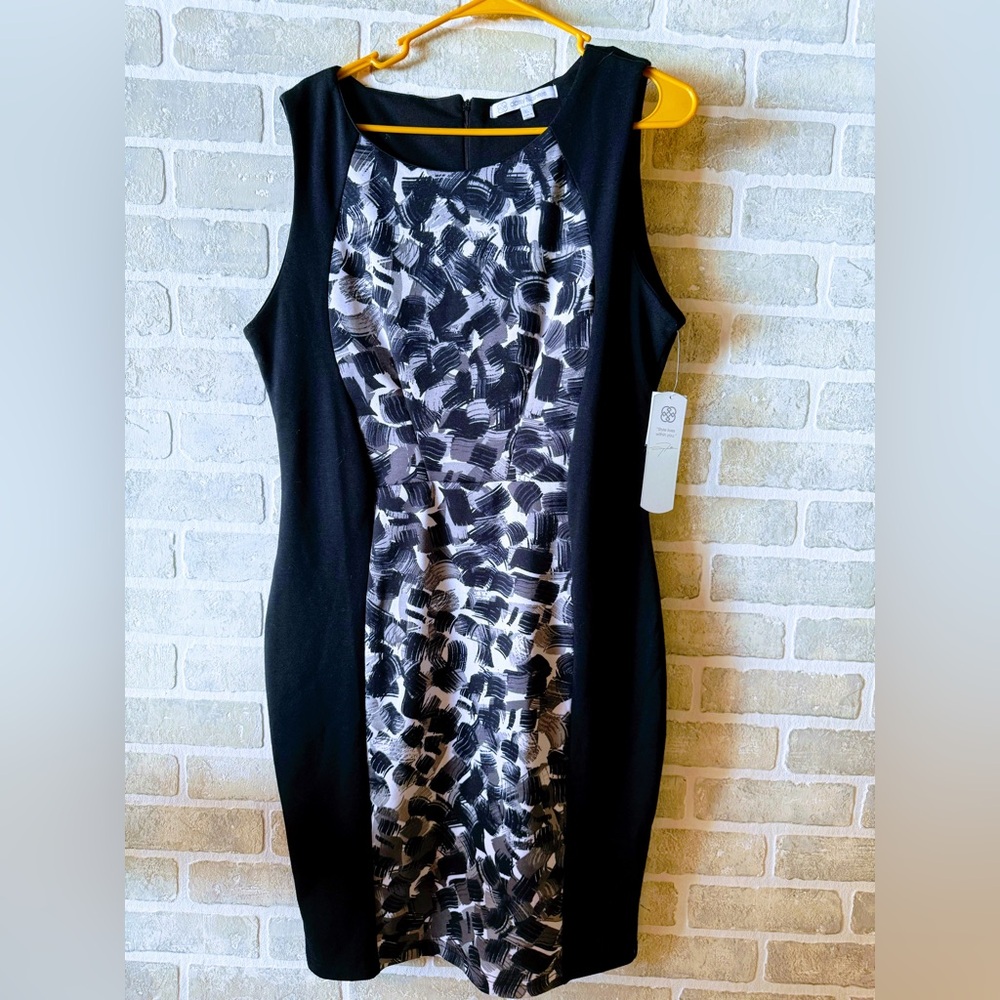 Daisy Fuentes Black and White Midi Dress